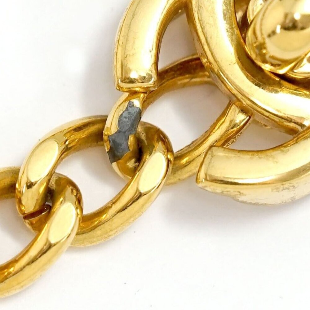 CHANEL CC Logo TurnLock Vintage Bracelet 6.7" Gold Tone 96P Auth w/Box USED - Picture 5 of 7